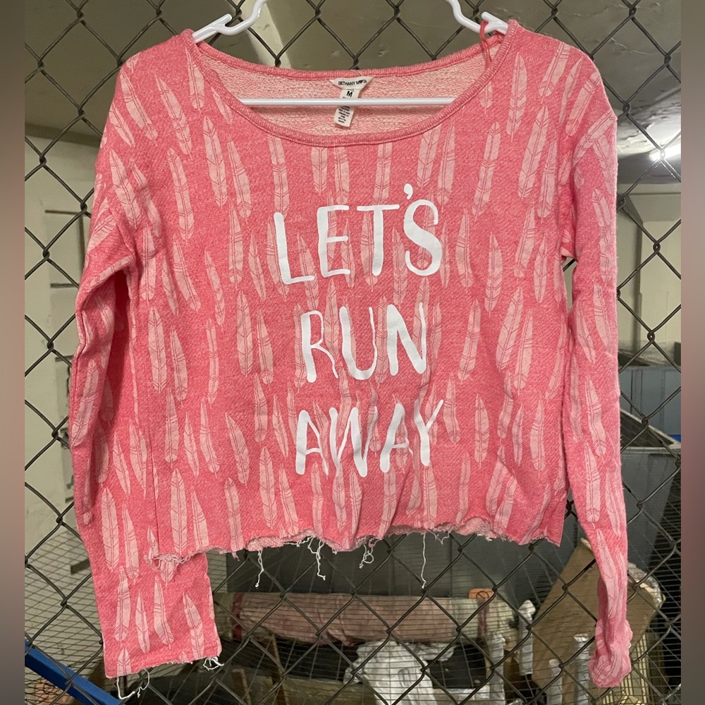 Bethany Mota "Lets Run Away" Cropped Sweatshirt